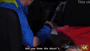 Athletic Czech hottie picked up for backseat fuck while boyfriend watches helplessly