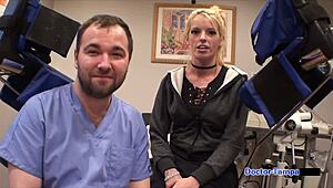 Dr Tampa's Bella Ink miniskirt exam exposes fetish tits!