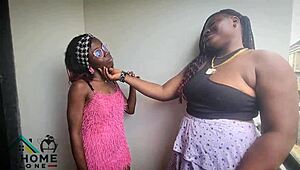 two bi-sexual african lesbians share wet licks and orgasms in intimate play