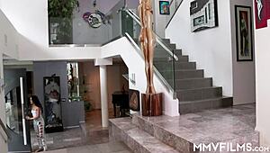 kinky teen brunette licks shaved pussy in heels while fingering twat