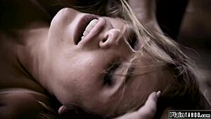 petite brunette teen dominated in 3some deepthroat and ball licking
