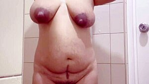that naughty indian stepmom with huge boobs n hairy pussy strips down in the shower for some wet fun