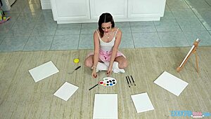 Laya Rae's petite body gets pounded by hung Joey.