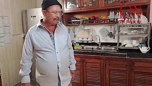 college housewife strips naked in kitchen for morning nurse roleplay chaos