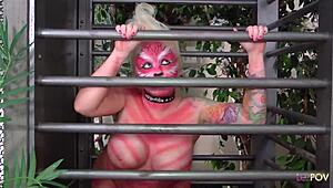 Girlfriend Turns Lesbian Blonde Milf into Big-Boobed Fuck Doll for Intense Licking and Toy Play