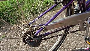 😏 Skinny German Latina teen Christy Ley risks outdoor fuck with stranger, deepthroat gagging on monster cock!