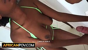 busty ebony teen's tight pussy stretched by producer's hung cock at bikini shoot. black beauty dominated doggystyle