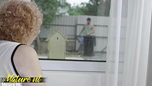 Horny Grandma Cheats With Gardener