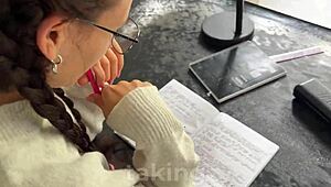 Sexy spanish teacher bends over desk heels on for my massive cock pounding in class