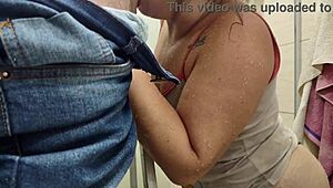 why did the chubby latina wife hide shower fucking the electrician from her cuckold husband?