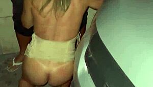 exhibitionist wife sucks strangers and swallows two loads at drive-in
