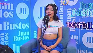 this kinky colombian babe mayraoficial rides the sybian wild until she squirts everywhere during juan bustos podcast
