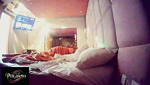 Hidden cam catches black couple shower flashing and dressing