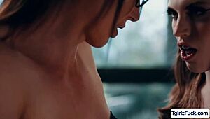 blonde transexual stepmom bareback fucks skinny tgurl stepdaughter ass licking braces uniform