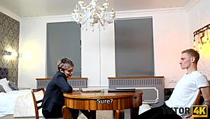 Wow! Tutor4k stockings teacher drilled super fast by horny student at home!