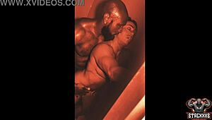 Stacxxxs red light ruby muscle cougar rips clothes in shower