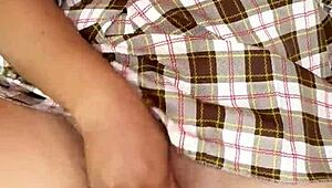 hot schoolgirl gets home horny rubs juicy tight pussy hard to massive orgasm