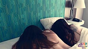 Two Hot Brunettes Take Turns in Wild Threesome Frenzy!