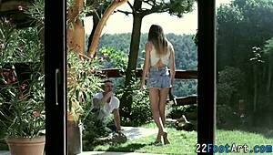 european babe delivers hot footjob tug with cumshot finish