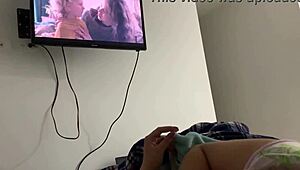 stepsis sneaks handjob deepthroat on my bbc while movie plays in room