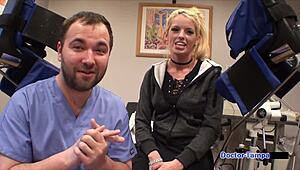 Dr Tampa's Bella Ink miniskirt exam exposes fetish tits!