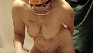 whoa this french slave maid's chained up for outdoor bdsm toy humiliation fuck!