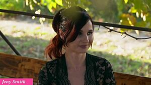 Jeny Smith teases big bubble butt pussy outdoors then masturbates wildly!