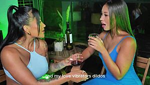 Horny Best Friend Milf Teaches Brunette Toy Play And Licking