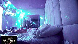 Hidden cam catches black couple shower flashing and dressing