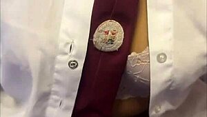 colombian secretary uniform play after school with huge tits and long hair