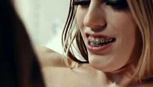 blonde transexual stepmom bareback fucks skinny tgurl stepdaughter ass licking braces uniform