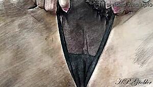 erotic shaved pussy rubs in wild color stop motion tease