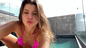 i'm sunbathing sexy in my tiny pink microbikini