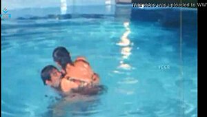 damn, this hot unmarried couple fucks hard by the pool!