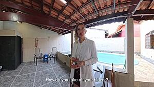 reporter caught trespassing strips naked outdoors heels ripped clothes pov