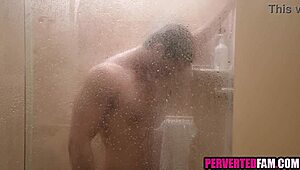 Stepson Catches Stepmom Spying Leads to Sloppy Blowjob