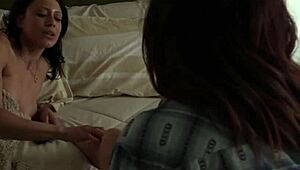 young lesbian bride teases injured mature lover's wet folds softly