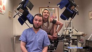 dr tampa's latex glove torment on petite blonde hope harper's tits and ass