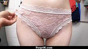 Hey, ruthless cop grabs thief in backroom for hardcore 3some control!