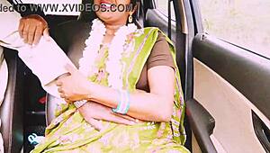 indian aunty with huge natural tits fucks eng boy on long drive dirty talk