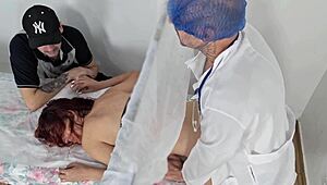 Wife's gyno exam turns teasing with husband watching nearby