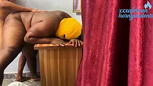 ebony big ass schoolgirl bends over for classmate's hardcore shaved pussy pounding