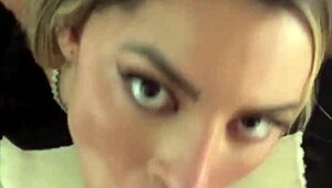 petite blonde latina shakes tits in pov sloppy blowjob and rimjob cumshot