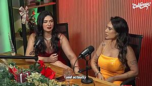 california tv studio heats up as hot blonde trio strips naked, rips clothes and vibes with sex toys