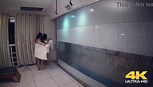 sauna turns into monster cock big tits blowjob frenzy