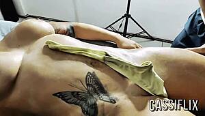 Fingers Deep in Pussy During Tantric Massage Leads to Gushing Orgasm