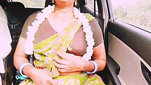 indian aunty with huge natural tits fucks eng boy on long drive dirty talk
