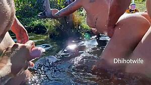 dhihotwife slut takes two cocks rio public fat latina ass