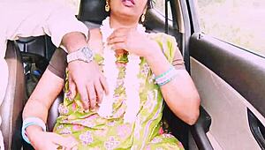 indian aunty with huge natural tits fucks eng boy on long drive dirty talk