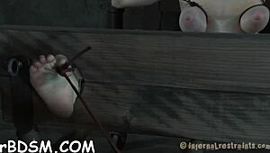 sadomasochism master unleashes rough bdsm game on bound horny slut sucking nastily